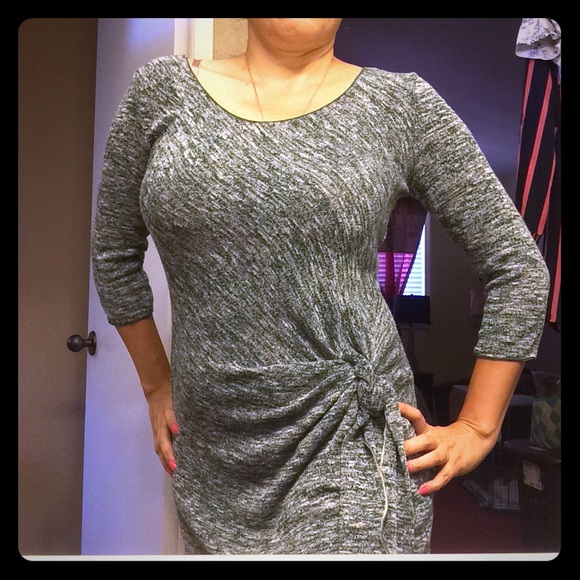 Grey and white sweater dress