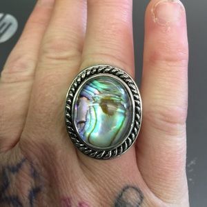 Abalone and sterling silver plated ring