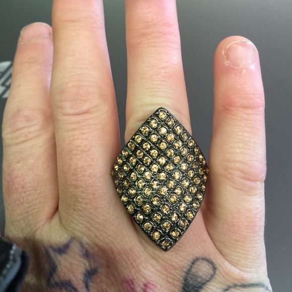 Champagne and black fashion ring.