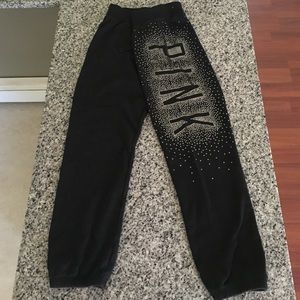 PINK Cropped Black Sweatpants!