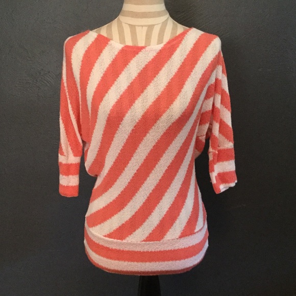 Charlotte Russe Coral/ White Striped Sweater