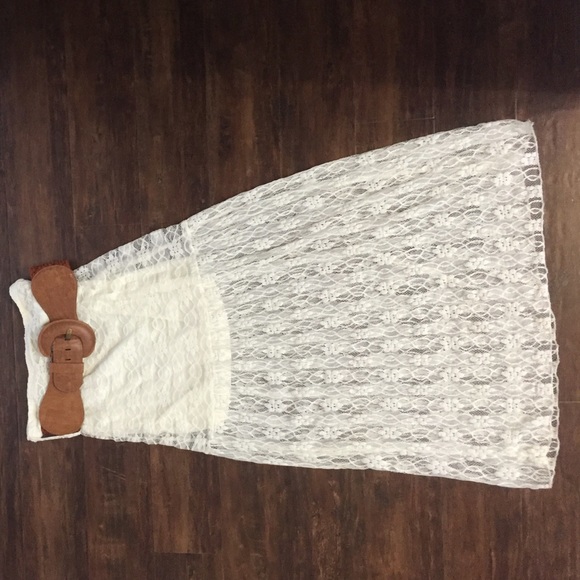 Fancy white lace skirt.