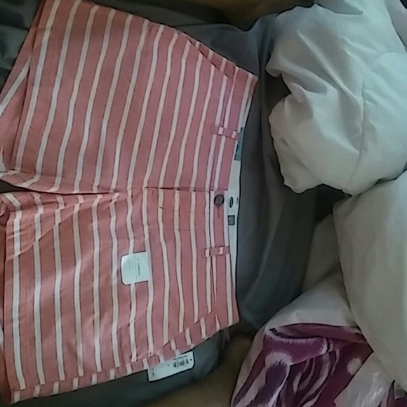 Coral and white stripped shorts