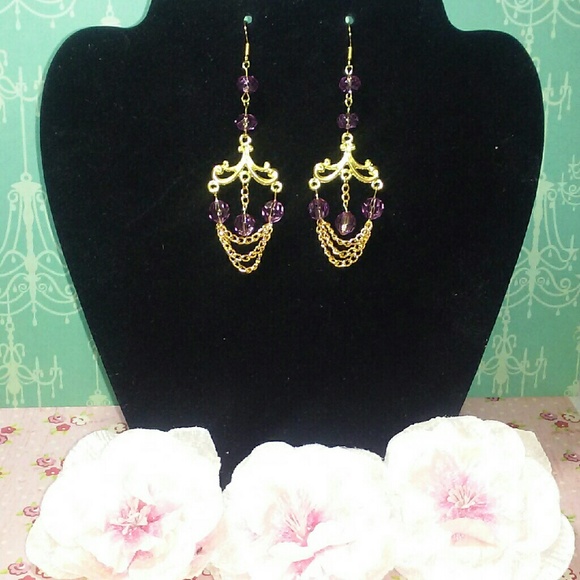 🍸HP🍸Gold Pink Bead Chain Chandelier Earring - Picture 2 of 4
