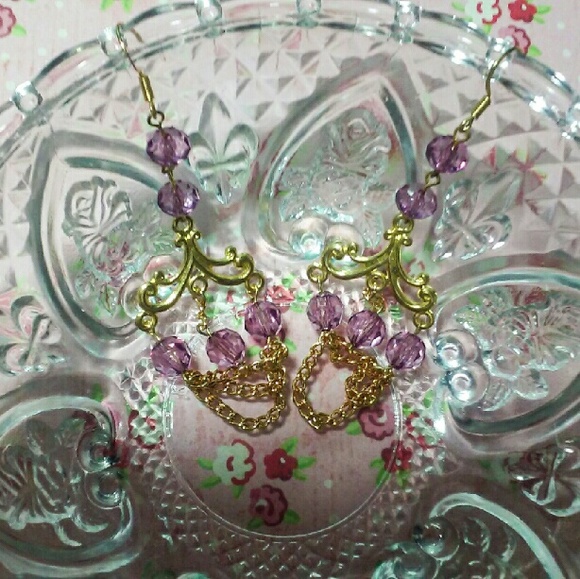 🍸HP🍸Gold Pink Bead Chain Chandelier Earring - Picture 3 of 4