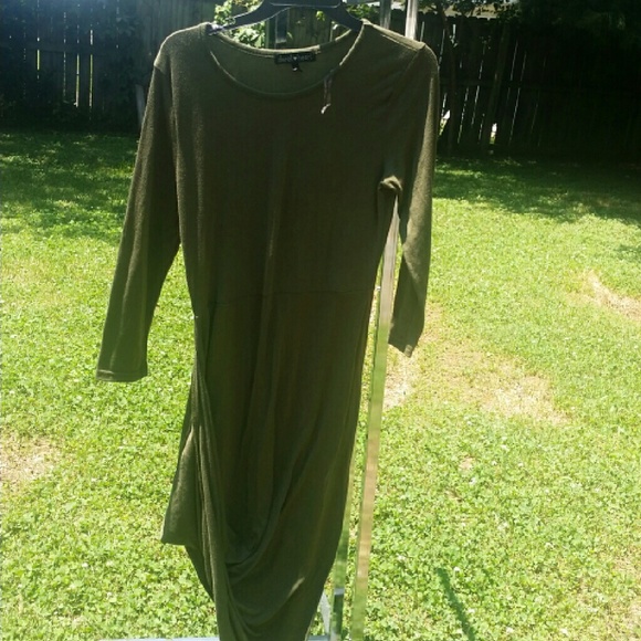 Olive Green Mid Sleeve Dress