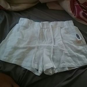 White linen shorts