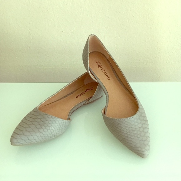 Faux snake skin flats