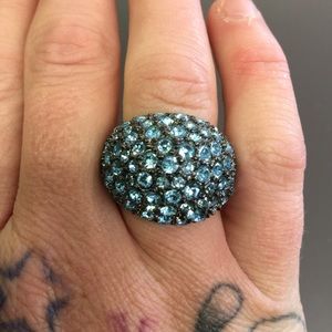 Shades of blue domed fashion ring