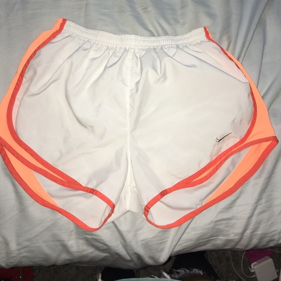 Nike shorts  white with neon and burnt orange trim