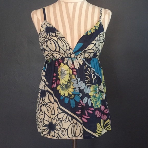 Wet Seal Floral Tropical Spaghetti Strap Blouse