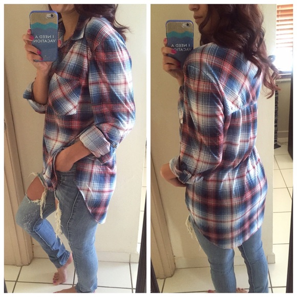 โข SALE โข Boyfriend Plaid Shirt - Picture 2 of 3