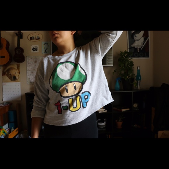 1 Up Mushroom Cropped Sweater