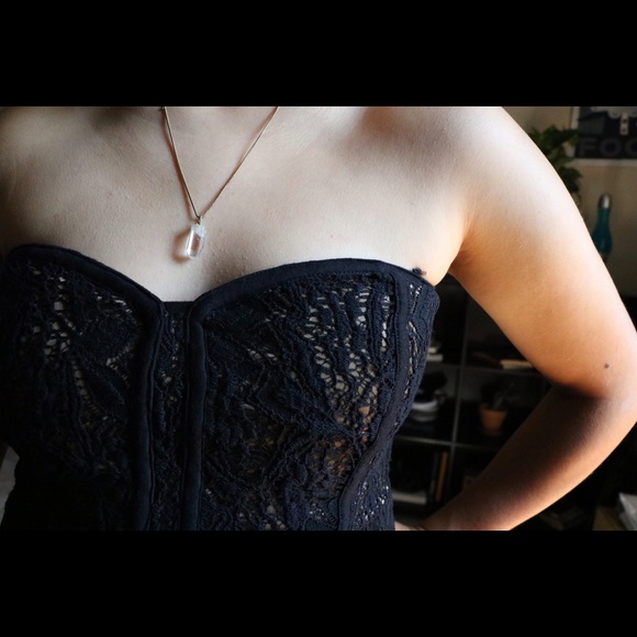 Strapless Black & Gold Lace dress