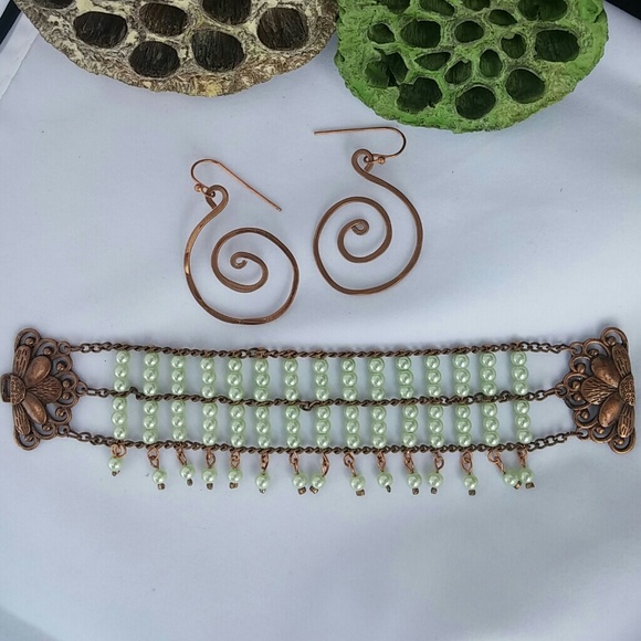 Gorgeous mint green and copper set.