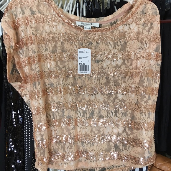 Pink Lace and Glitter Top
