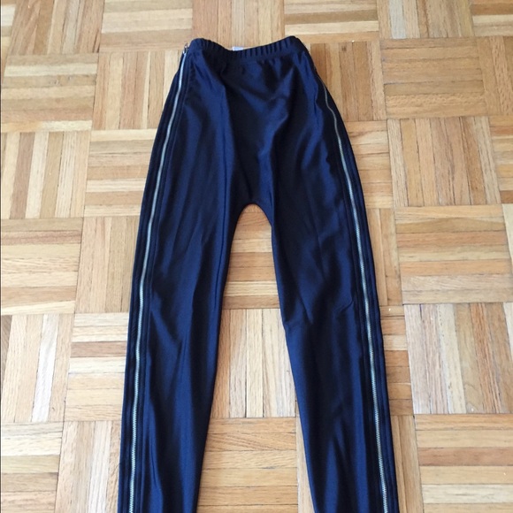 Nylon tricot high-waist zipper legging