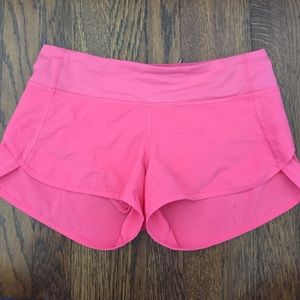 lululemon speed shorts in pink