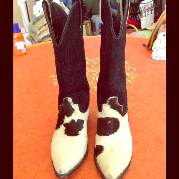 Vintage Cow Hair Cowboy Boots