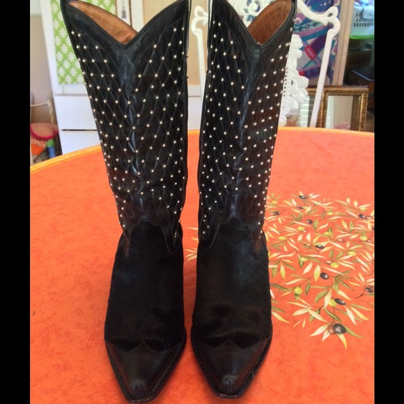 HOLD UNTIL 6/22! Studded Calf Hair Cowboy Boots
