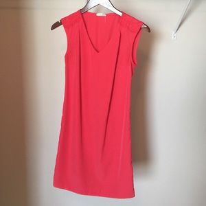 Maison Jules V-Neck Lace Detail Shift Dress Red