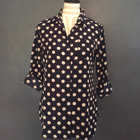 Timing Navy / Tan Polka Dot Button Down Shirt
