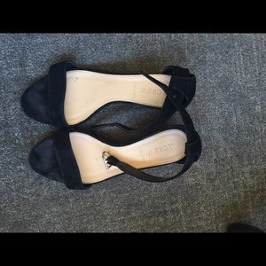 Black suede Demi-wedge sandals