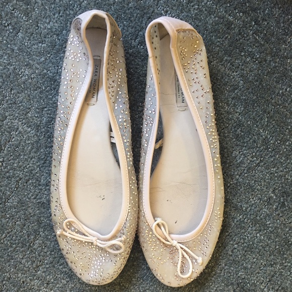 Zara crystal ballerina flats