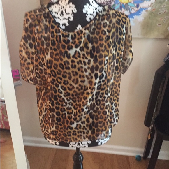 Express cheetah print layered top
