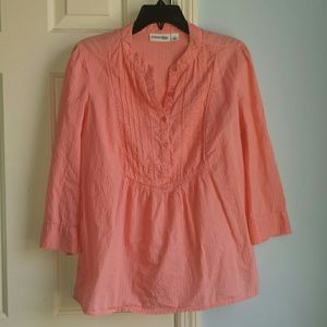 Coral peasant top