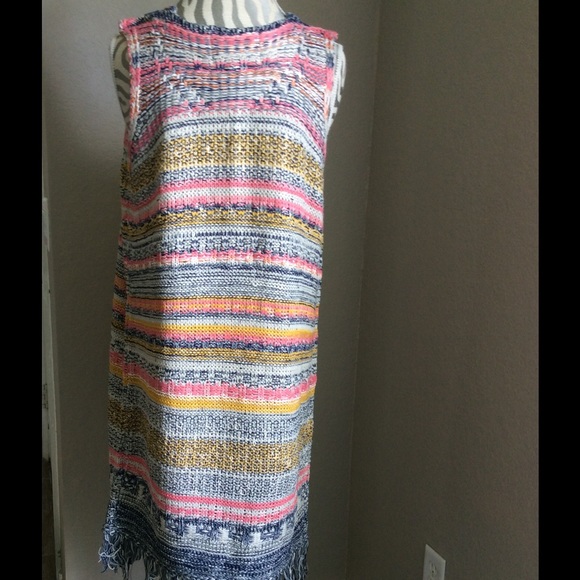 Fringe Hem Long Knit Vest - Picture 3 of 4