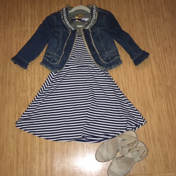 NWOT American Eagle Cut Out Navy Striped Dress
