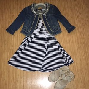 NWOT American Eagle Cut Out Navy Striped Dress