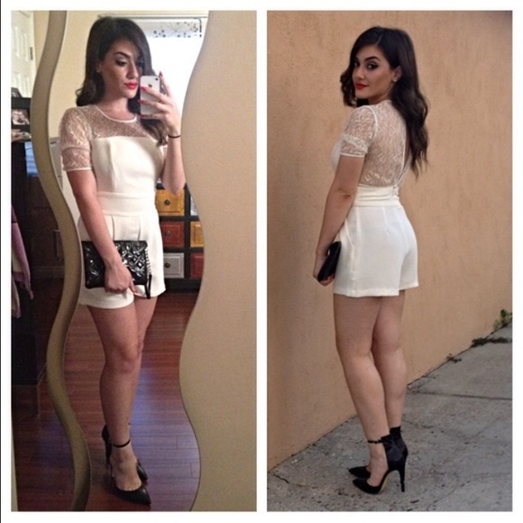 BCBG White Lace Romper