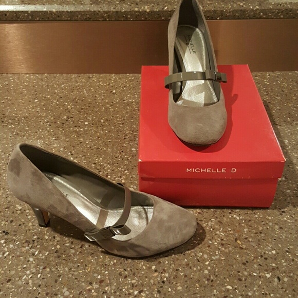 Grey 8.5 Suede Mary Jane heels