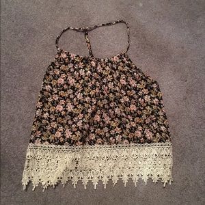 Spaghetti strap halter floral top!