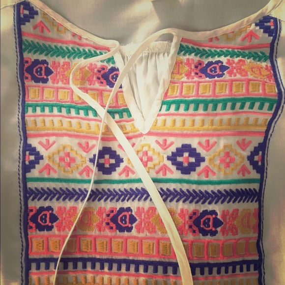 Cream Peasant Aztec Top Sz medium