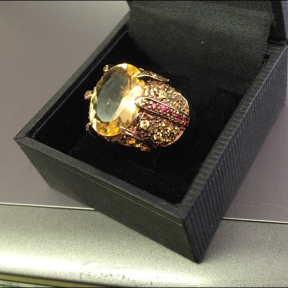 Limone Citrine Quartz and Jewel Ring