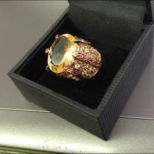 Limone Citrine Quartz and Jewel Ring