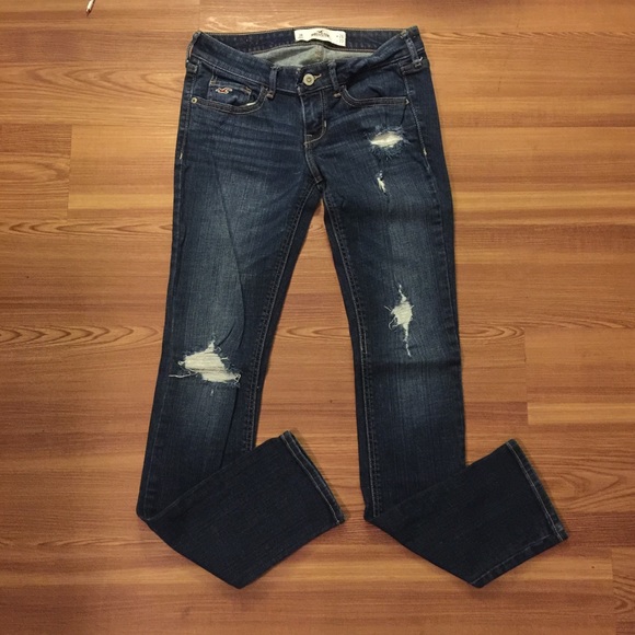 Hollister Co Distressed Dark Wash Skinny Jeans