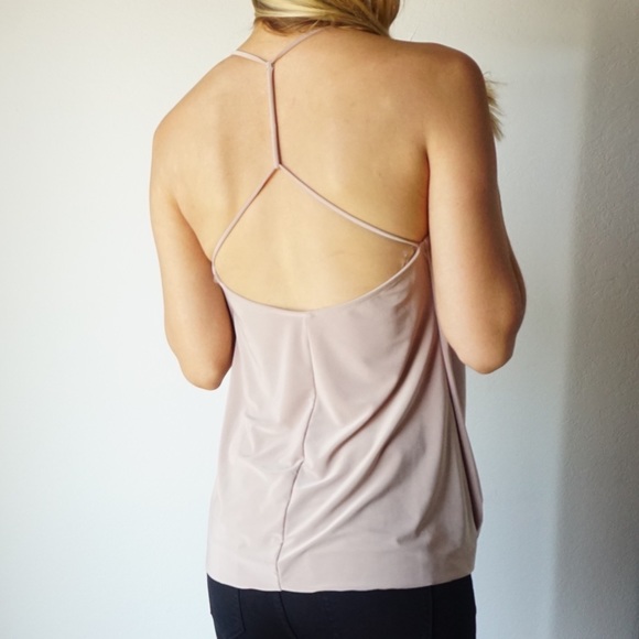 -Last Two-Silky Taupe Drape Blouse- - Picture 3 of 4