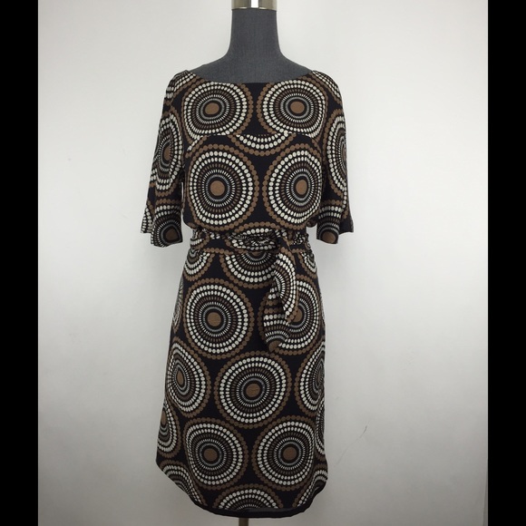 Tory Burch Black, Brown, and White Spotted Dress