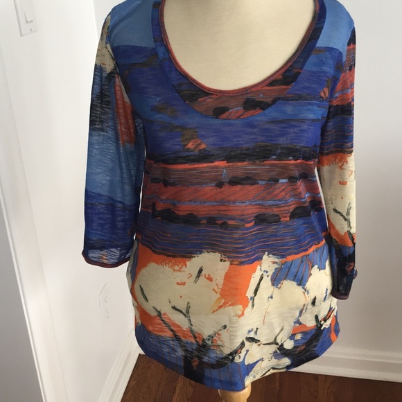 Printed elbow length tee