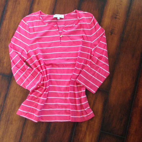 • Jones New York Pink Striped Top • - Picture 1 of 3
