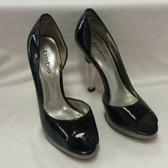 Bebe black platforms clear heels - Picture 2 of 4