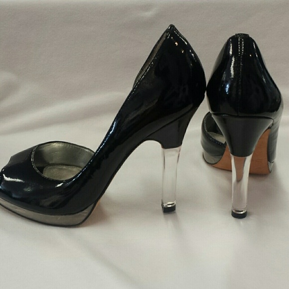 Bebe black platforms clear heels - Picture 3 of 4