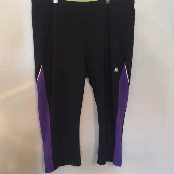 New Balance Black Purple Workout Capris Pants