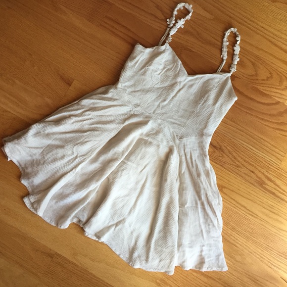 Floral Strapped Ivory Dress