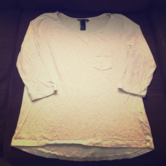 Rainbow speckled white 3/4 length tee