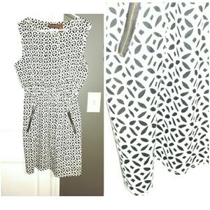 Boutique White and Navy Cocktail Dress